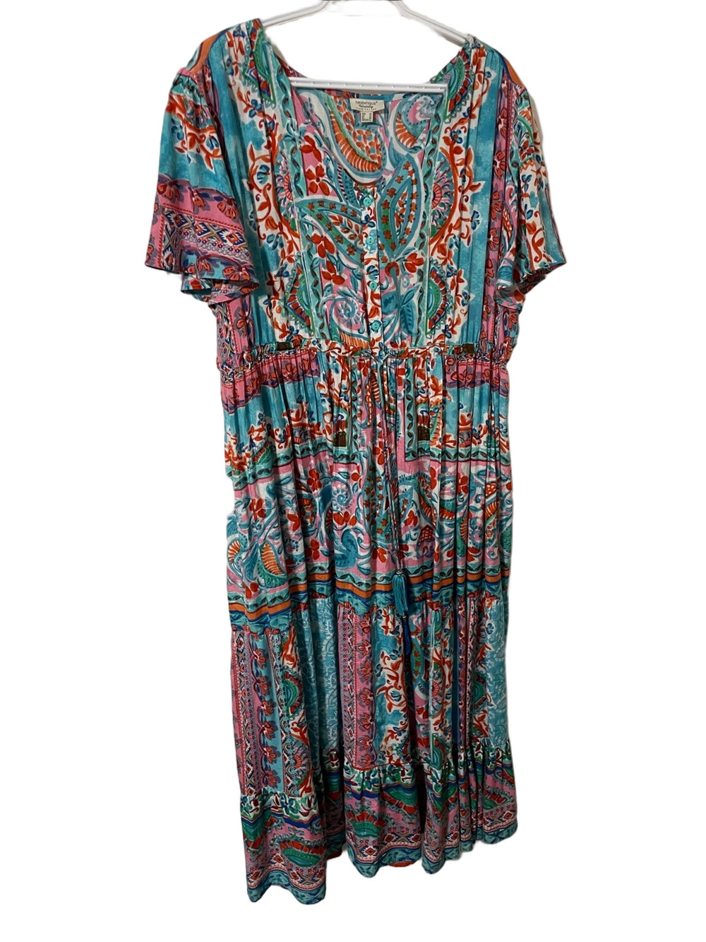 Orientique Multicolour Floral Maxi Dress Size XL